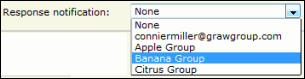 Selecting an address book group to notify
