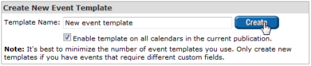 Create New Event Template