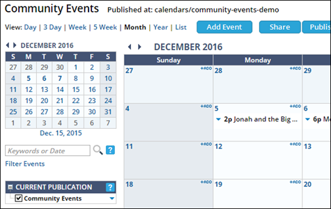 Published at link in main view