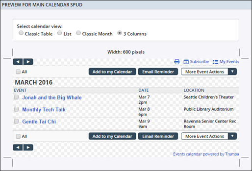 View selector in main spud preview