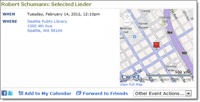 Event detail view with map links