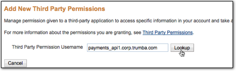 Enter Trumba API Account Username