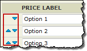 Arrows for reordering pricing options
