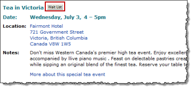 Labeled List view with Wait List button