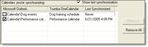 Last synchronized column showing dates of last sync