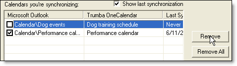 Pair of calendars being removed from list