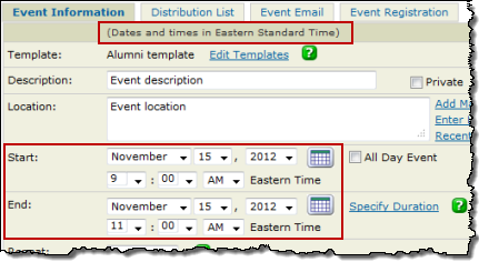 Eastern Time owning calendar