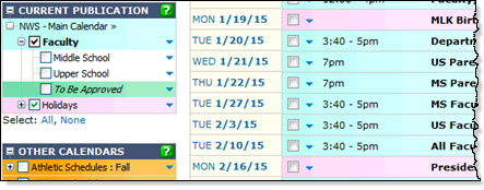 calendars to edit