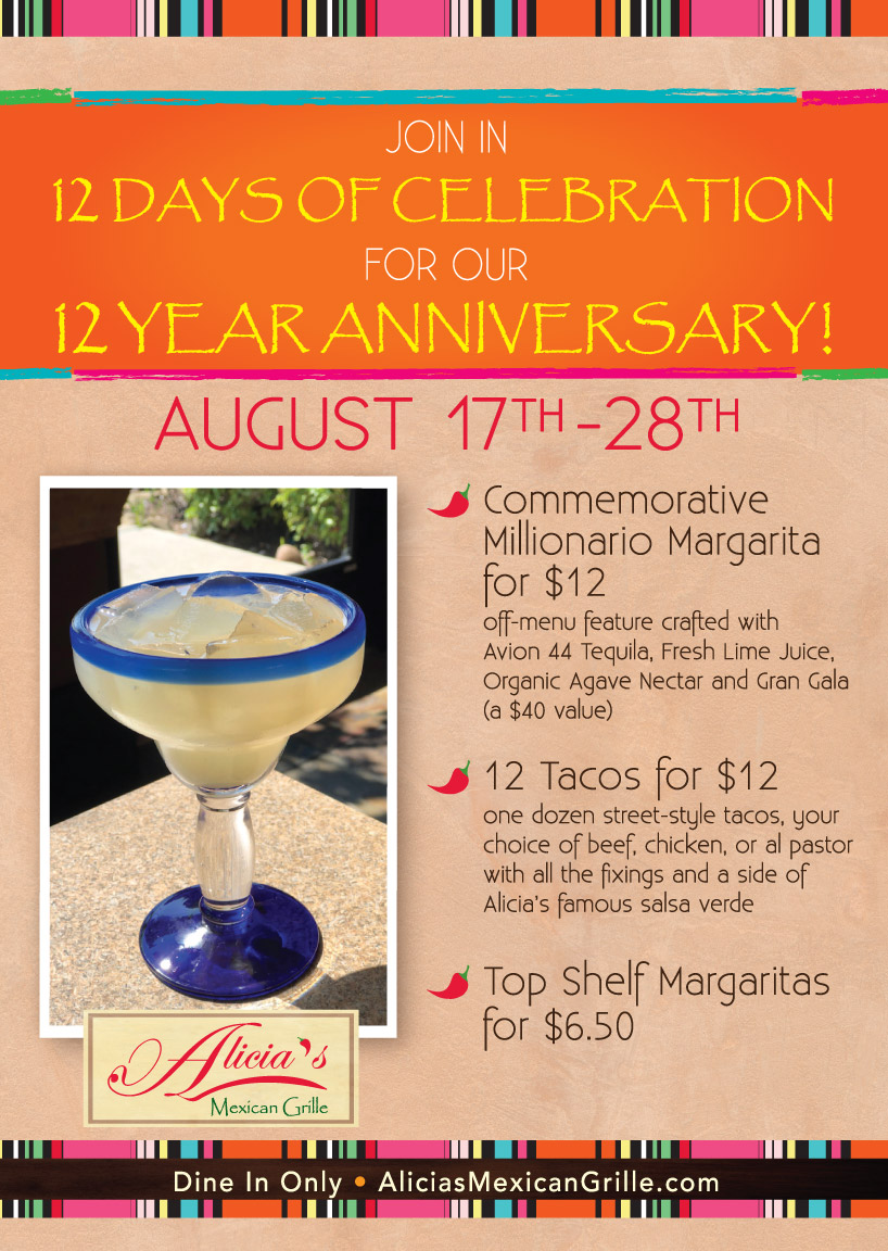 Alicia's 12 Days of Specials for 12 Years Alicia's 12 Days of Specials for 12 Years