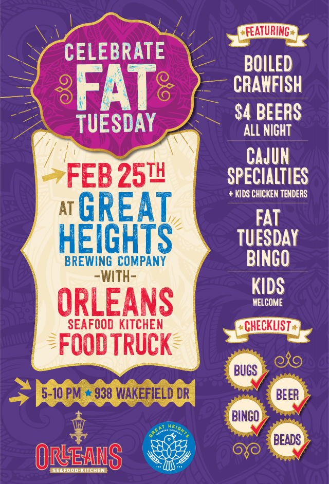 Great Heights Brewing Company Fat Tuesday Celebration Great Heights Brewing Company Fat Tuesday Celebration