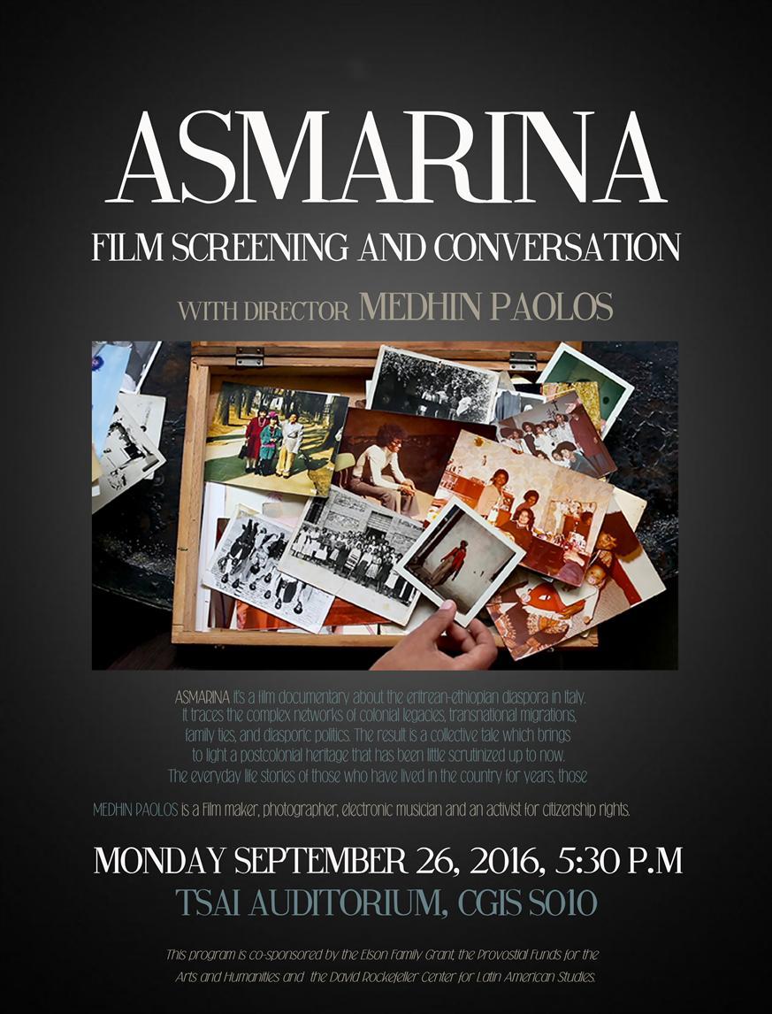 Asmarina Film Screening and Discussion with Director Medhin Paolos