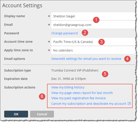 Account Settings form