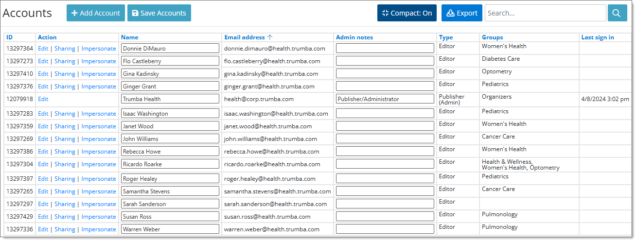 Screenshot showing the Account Settings page.