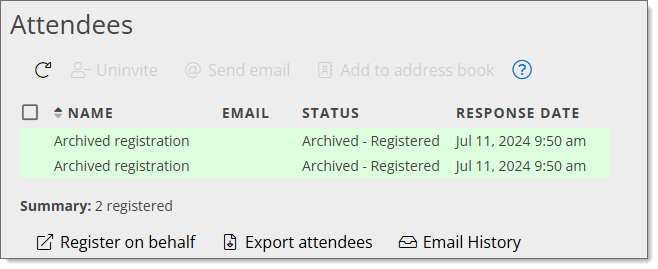Attendees archived