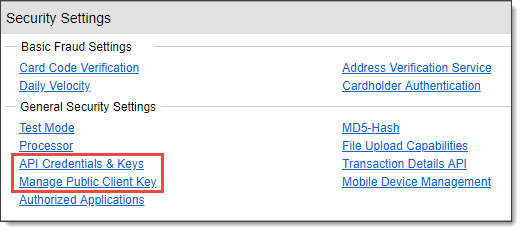 Image: Access login ID and transaction key in Authorize.net