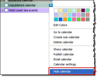 Hiding a calendar