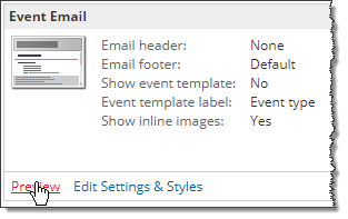 Preview an event email