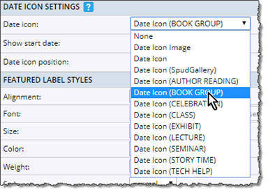 Featured level assigning the Date icon