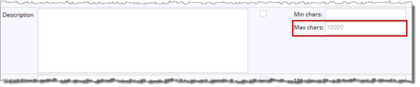 Description field max character default value