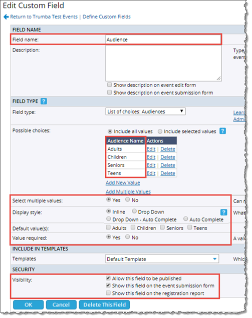 Edit Audience Values