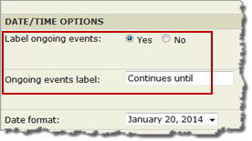 Ongoing event label options
