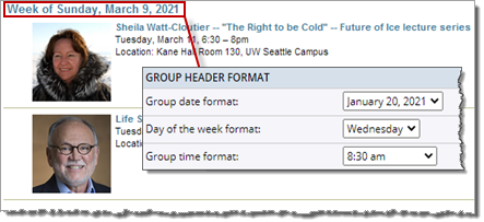 Group header format settings