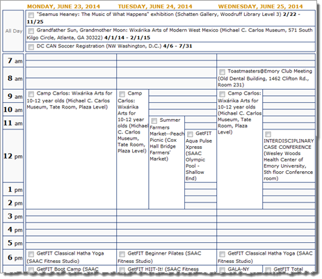 Classic Multi-Day calendar view