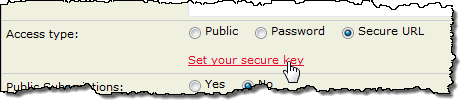 Setting up a secure URL key