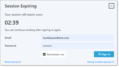 Session expiring notification