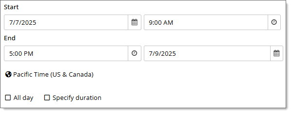 Example of submitting a multi-day event