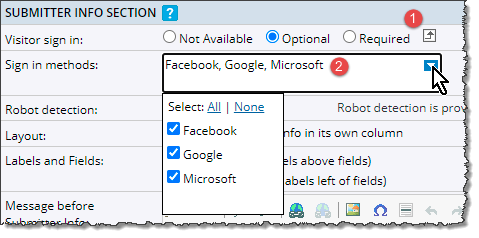 Submission form sign-in settings