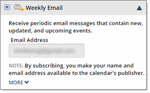 Name and Email address fields and Subscribe button