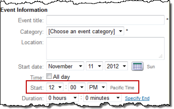 Submission form with no time zone field