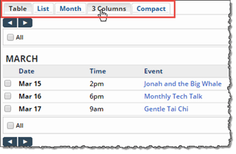 Tabbed view chooser