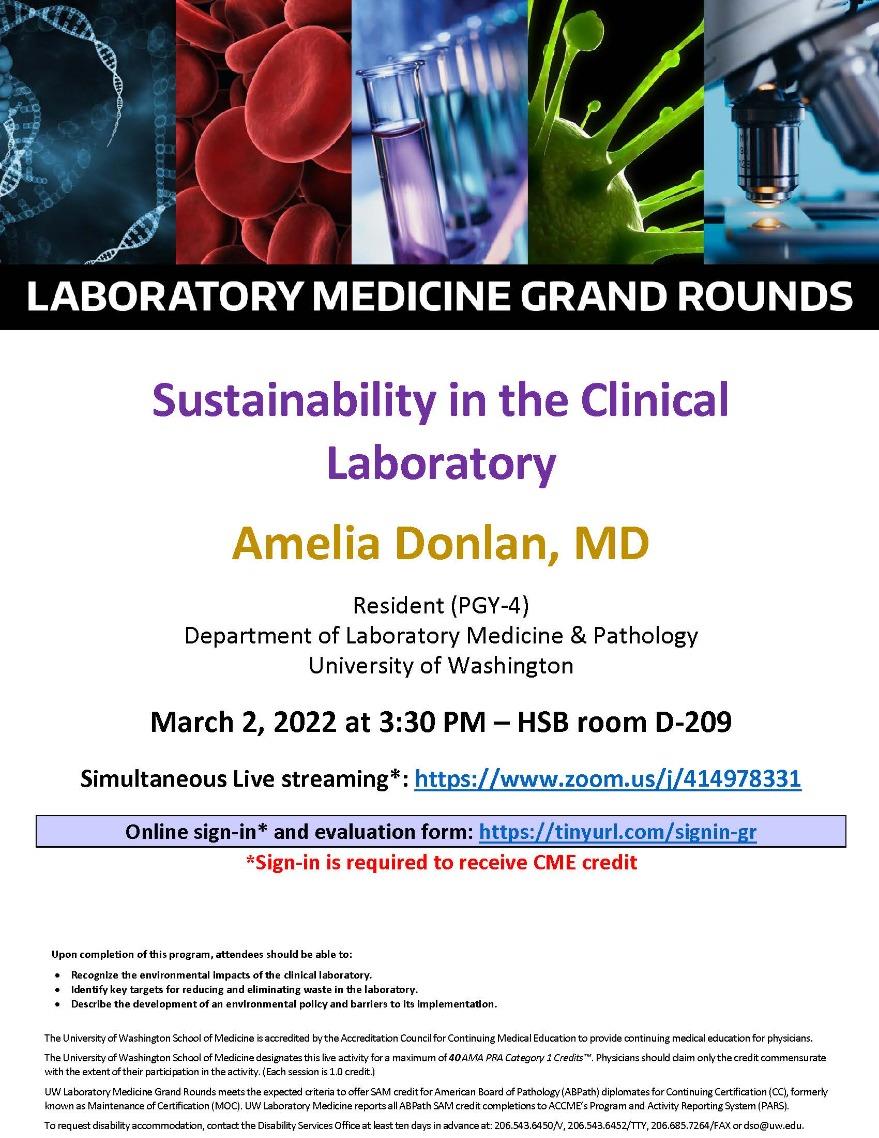 LabMed Grand Rounds: Amelia Donlan, MD - Sustainability in the Clinical Laboratory