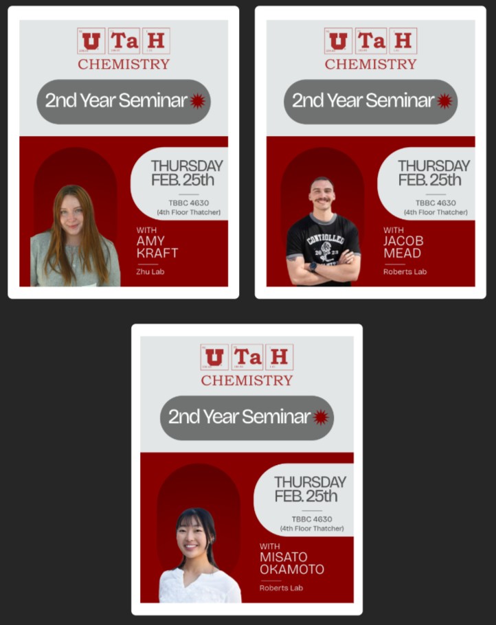 2nd Year Seminar flyer for Amy Kraft, Jacob Mead & Misato Okamoto