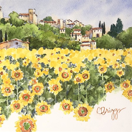 Watercolor Sunflowers in Spain