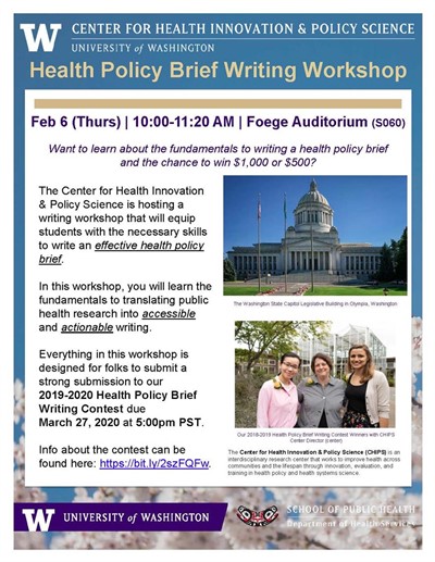 CHIPS Health Policy Brief Writing Workshop (w bagels & coffee!)