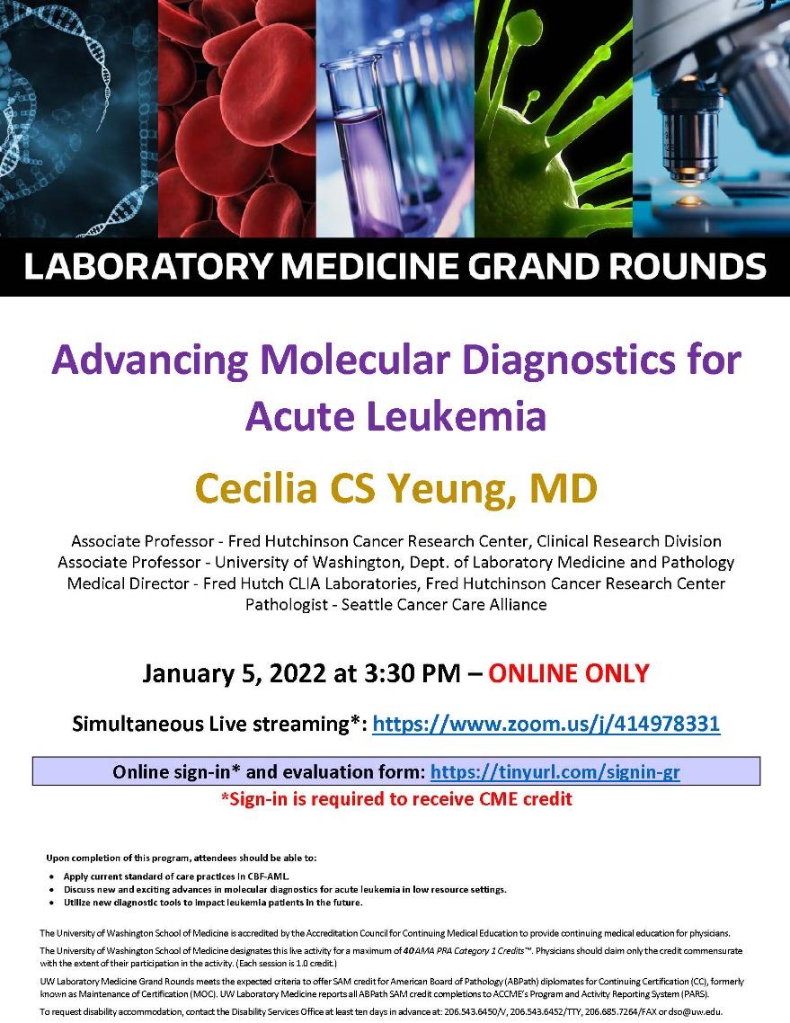 Seattle University Calendar 2022 Campus Calendar: Labmed Grand Rounds: Cecilia Cs Yeung, Md - Advancing  Molecular Diagnostics For Acute Leukemia