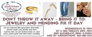 Fix It Day Jewelry and Clothing Mending Repairs Done By 16th Generation Silversmith Rene and his wife Jenny, Every Wednesday 12:00pm To 7:00pm (with Rene and Jenny in Classroom A, Prices Vary