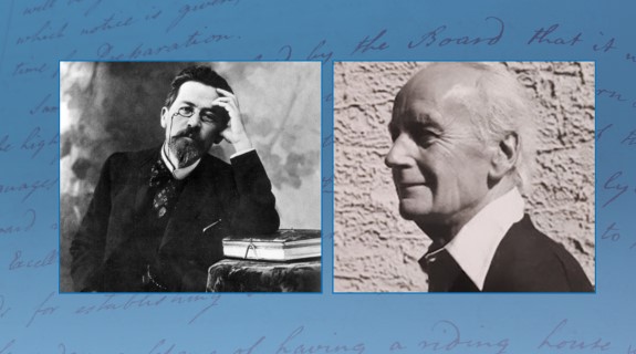 Headshots of Chekov and Hubert Butler.