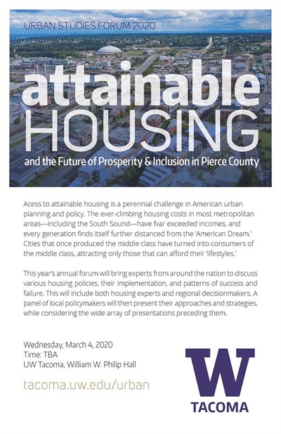 2020 Urban Studies Forum "Attainable Housing and the Future of Prosperity & Inclusion in Pierce County