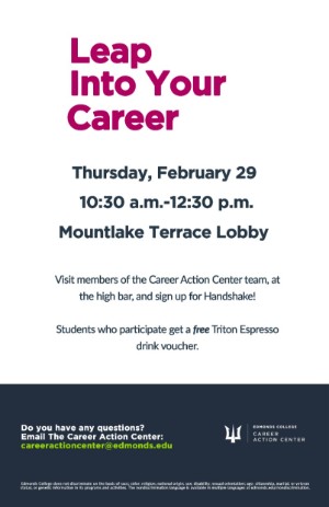 Leap Into Your Career, Thursday, February 29, 2024, 10:30am - 12:30pm -  Calendar: Campus Events | Edmonds College