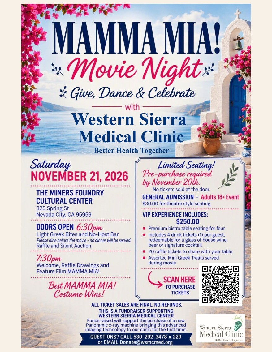 MAMMA MIA! Movie Night - Give, Dance & Celebrate with Western Sierra Medical Clinic