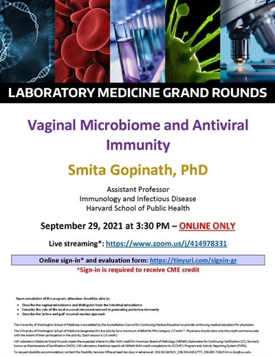 LabMed Grand Rounds: Smita Gopinath, PhD - Vaginal Microbiome and Antiviral Immunity