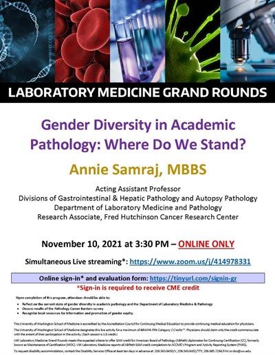 LabMed Grand Rounds: Annie Samraj, MBBS - Gender Diversity in Academic Pathology: Where Do We Stand?