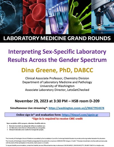 LabMed Grand Rounds: Dina Greene, PhD, DABCC - Interpreting Sex-Specific Laboratory Results Across the Gender Spectrum