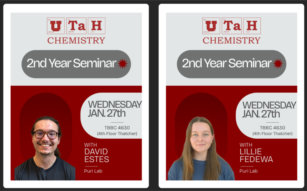 2nd Year Seminar flyer for David Estes & Lillie Fedewa