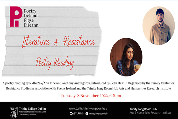 Literature & Resistance: Poetry Reading with Nidhi Zak/Aria Eipe and Anthony Anaxagorou