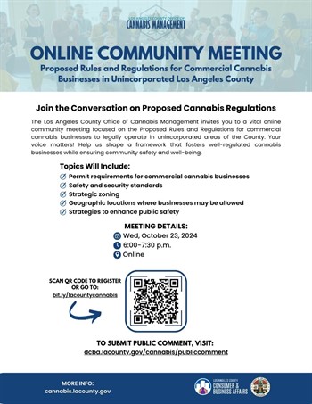 Online Community Meeting: Proposed Rules and Regulations for Commercial Cannabis Businesses in Unincorporated Los Angeles County